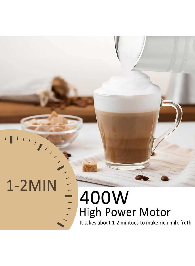 مخفوق الحليب الكهربائي مخفوق الحليب البخاري 5 في 1 متعدد الوظائف صانع رغوة الحليب الساخن والبارد 400 واط سخان حليب أوتوماتيكي هادئ لاتيه كابتشينو شوكولاتة ساخنة - Image 5